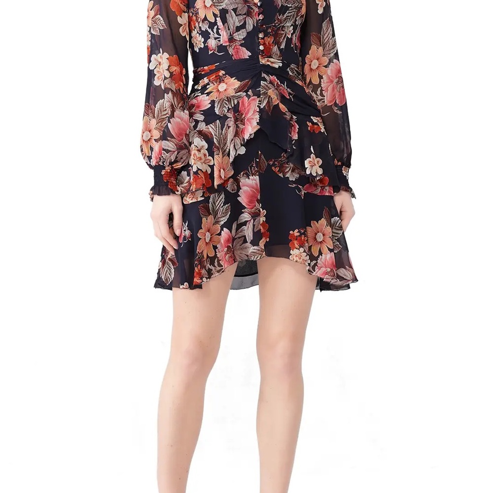 NICHOLAS Navy Floral Long Sleeve Dress